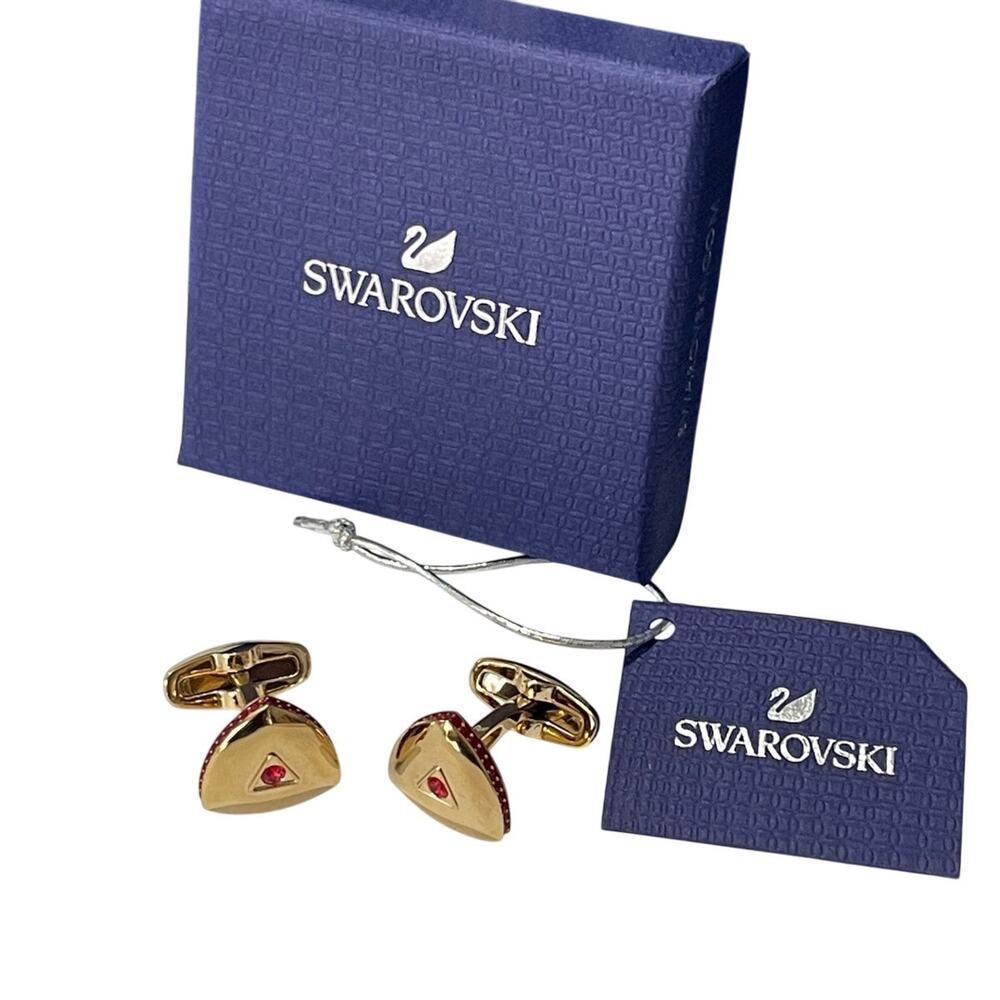 Swarovski Theo cufflinks Fire element, Red, Gold-tone plated New